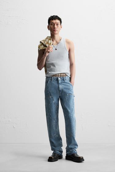 Zara 褪色工匠口袋長褲 - 中藍色 - 圖片 0