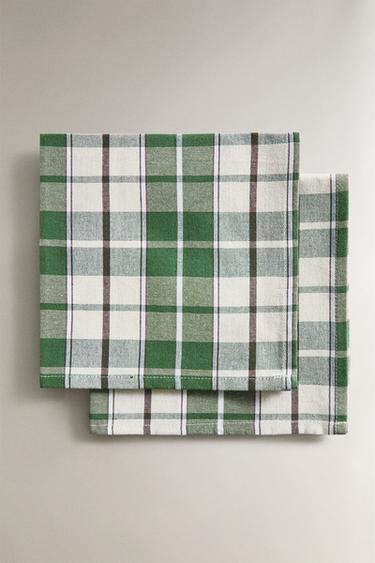 PACK OF DYED THREAD NAPKINS (PACK OF 2) - Green by Zara - Image 0