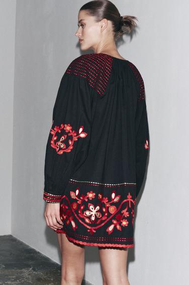 ZW COLLECTION EMBROIDERED SHORT DRESS - Black by Zara - Image 2