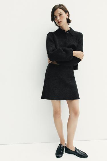 KNIT MINI SKIRT WITH POCKETS - Dark grey by Zara