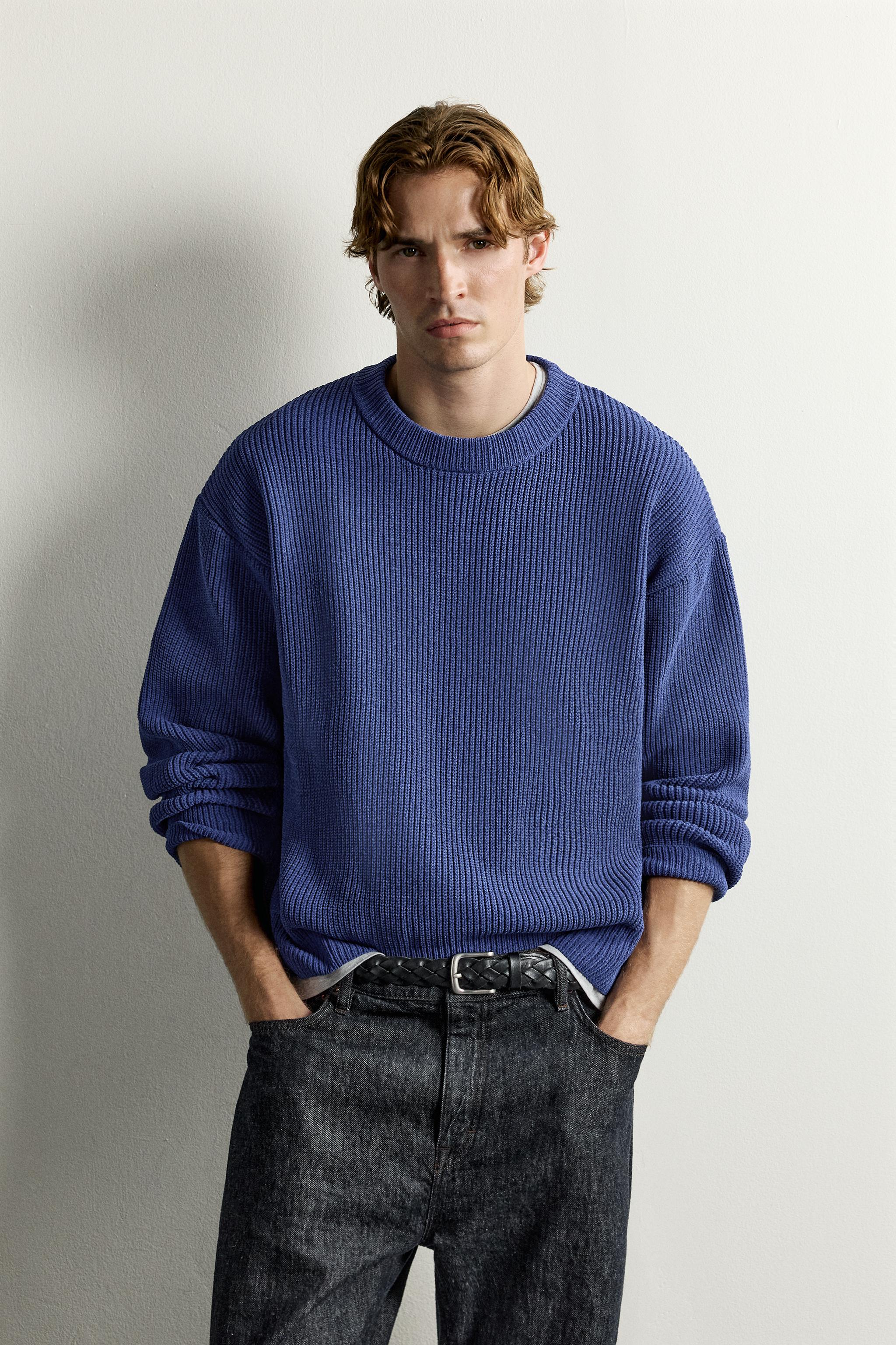 CHENILLE RELAXED FIT SWEATER - Bluish | ZARA United States