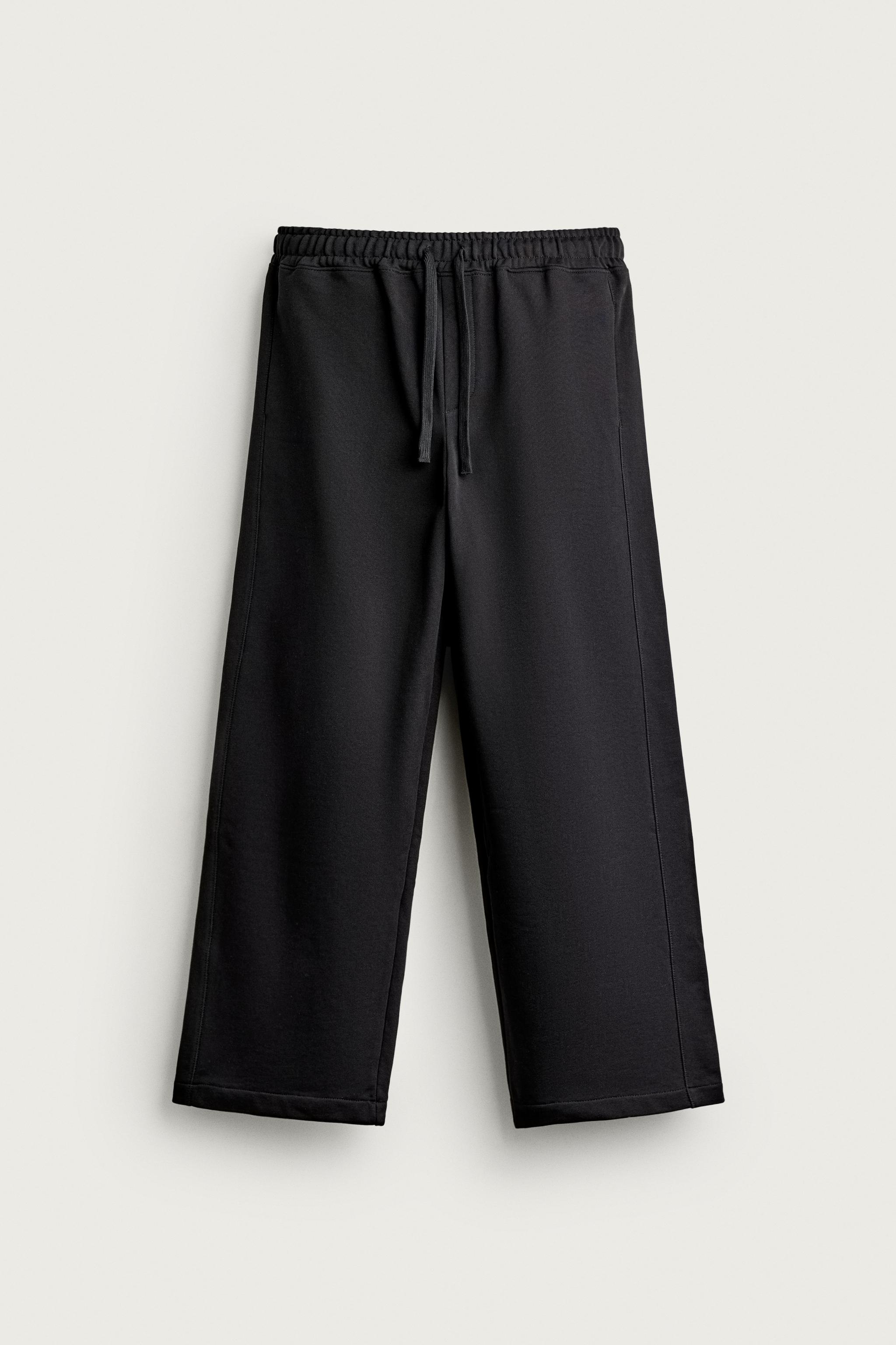 BASIC STRAIGHT-FIT SWEATPANTS — Black