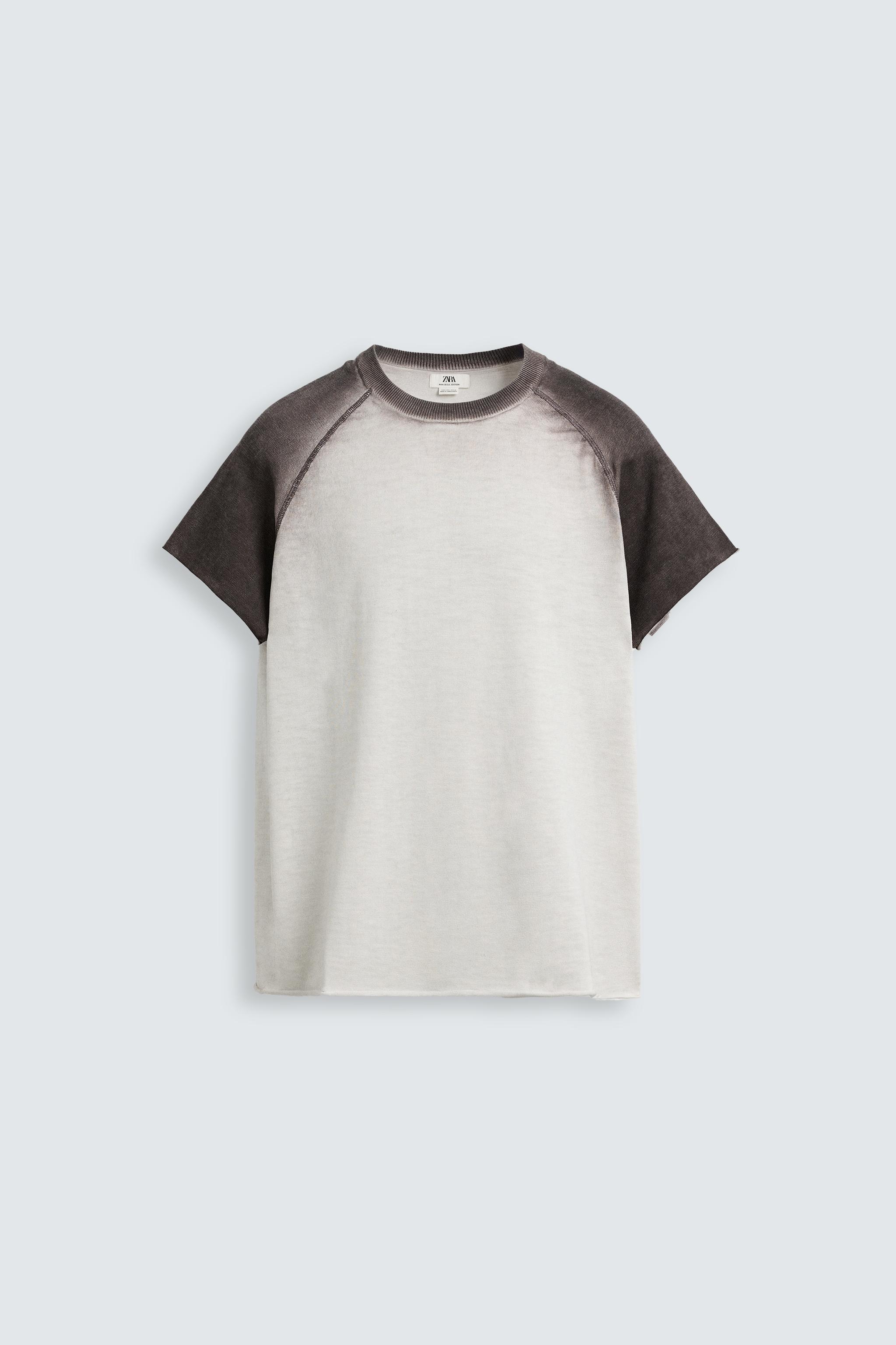 SPRAY PRINT KNIT T-SHIRT - Oyster-white | ZARA Australia