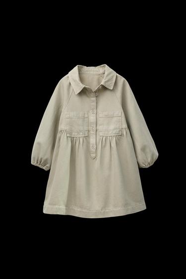 FLOWING DRESS WITH POCKETS - Khaki by Zara - Image 0
