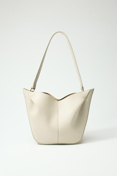 ჩანთა SHOPPER ნაოჭები - Zara-ს Ecru