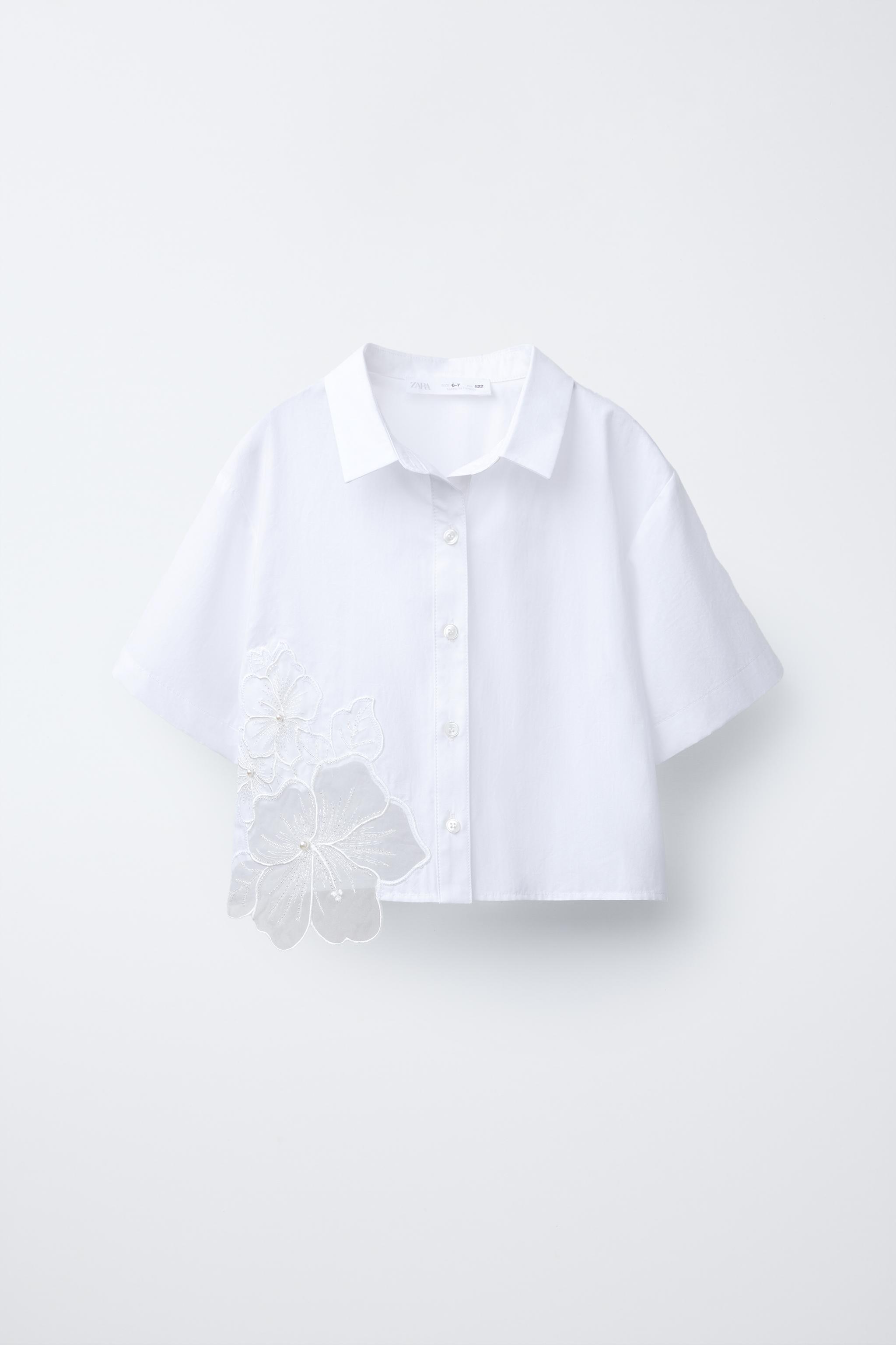 GLITTERY FLORAL POPLIN SHIRT - White | ZARA United States GLITTERY FLORAL POPLIN SHIRT - White | ZARA United States