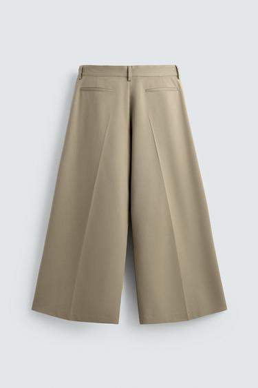 PANTALON COUPE LARGE À PLIS - Beige de Zara - Image 7