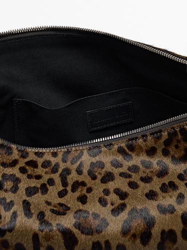 Zara Animal print leather shoulder bag - Greens - Image 0