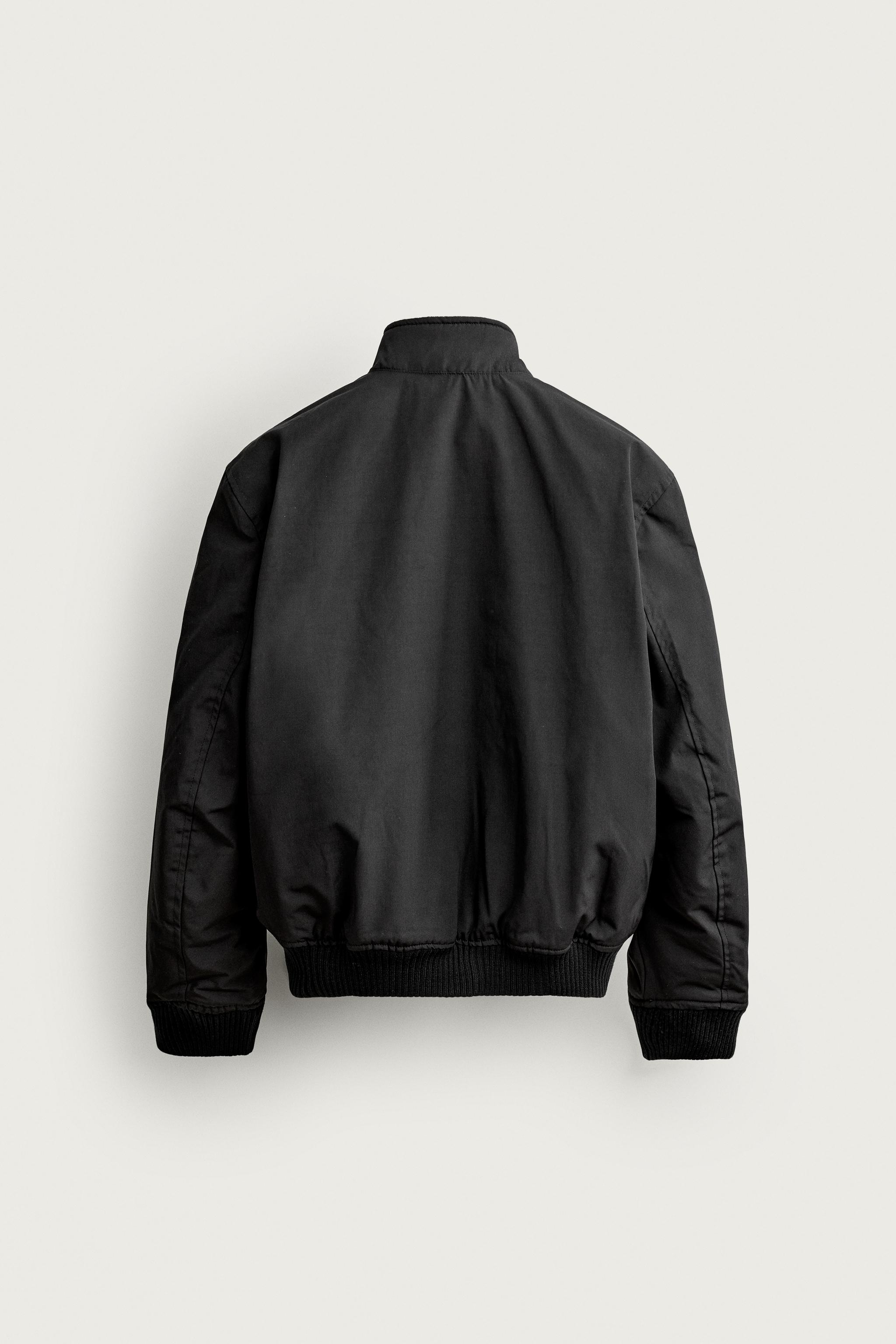 QUILTED REGULAR FIT BOMBER JACKET — Black