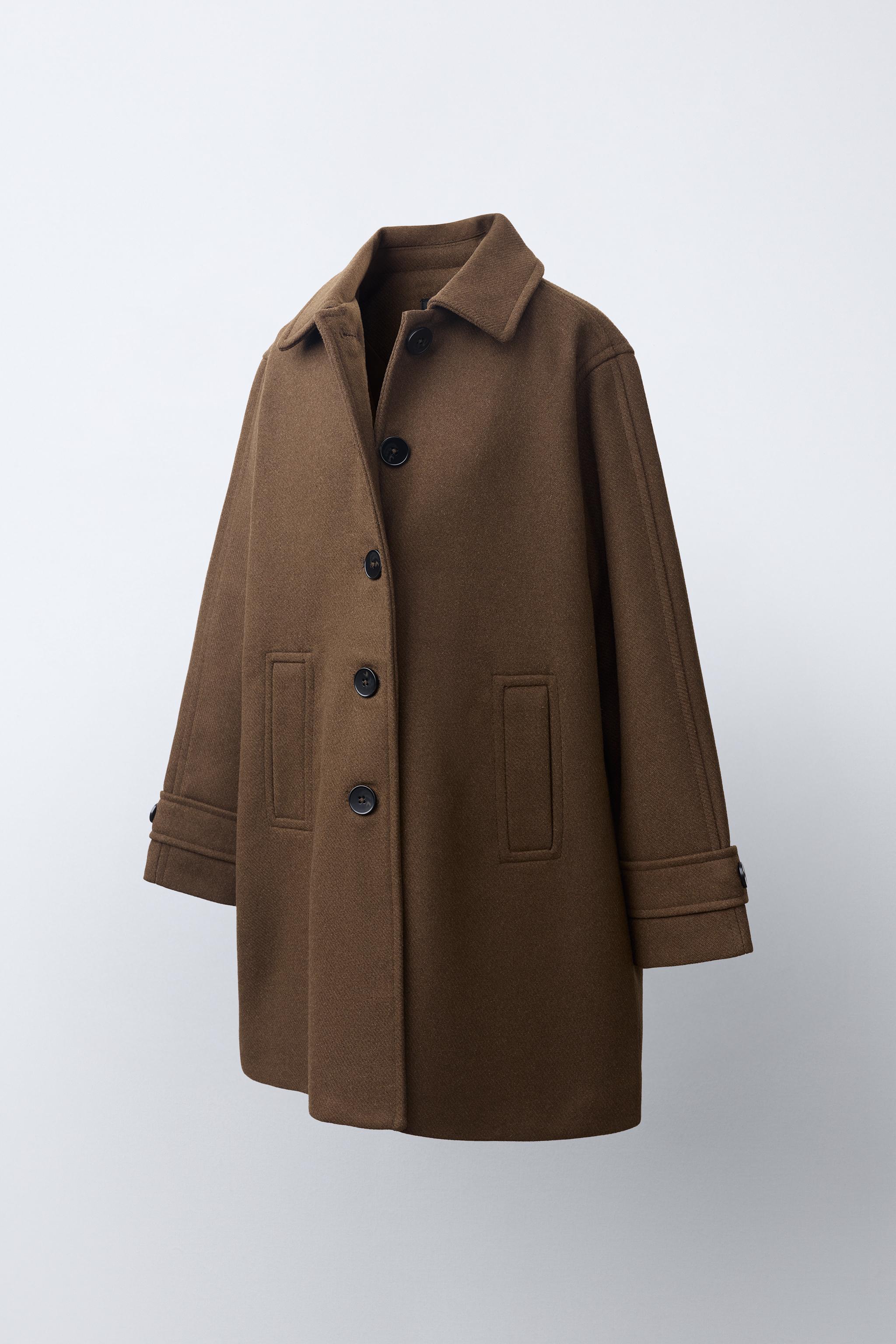 ボタン付きメルトンロングコート - チョコレート | ZARA Japan / 日本