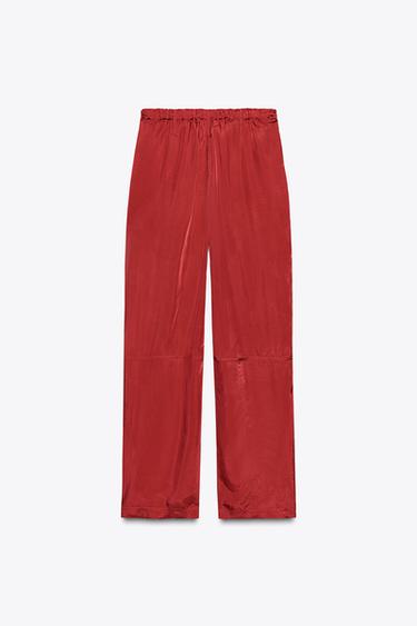 LIMITED EDITION SATIN TROUSERS - Dark red by Zara - Image 7