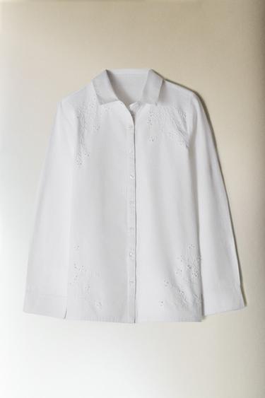 CHEMISE COTON BRODERIES - Blanc de Zara - Image 5