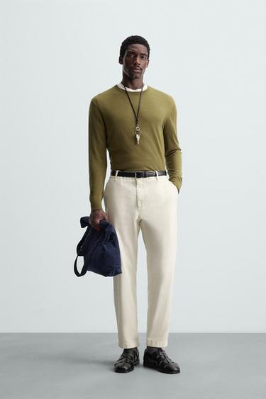 TWILL CHINO TROUSERS - Oyster-white by Zara