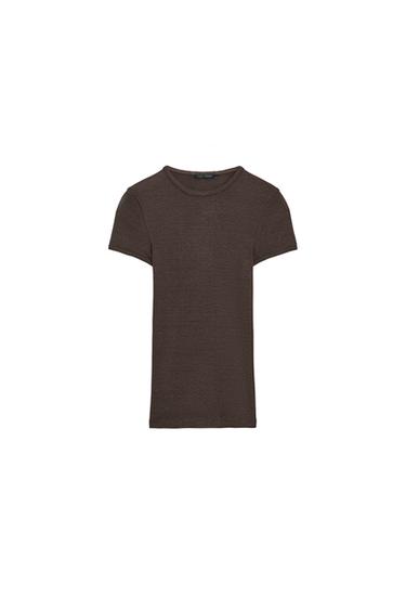 RIBBED T-SHIRT - Chocolate by Zara