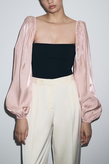 CONTRAST STRETCH BODYSUIT - Black by Zara