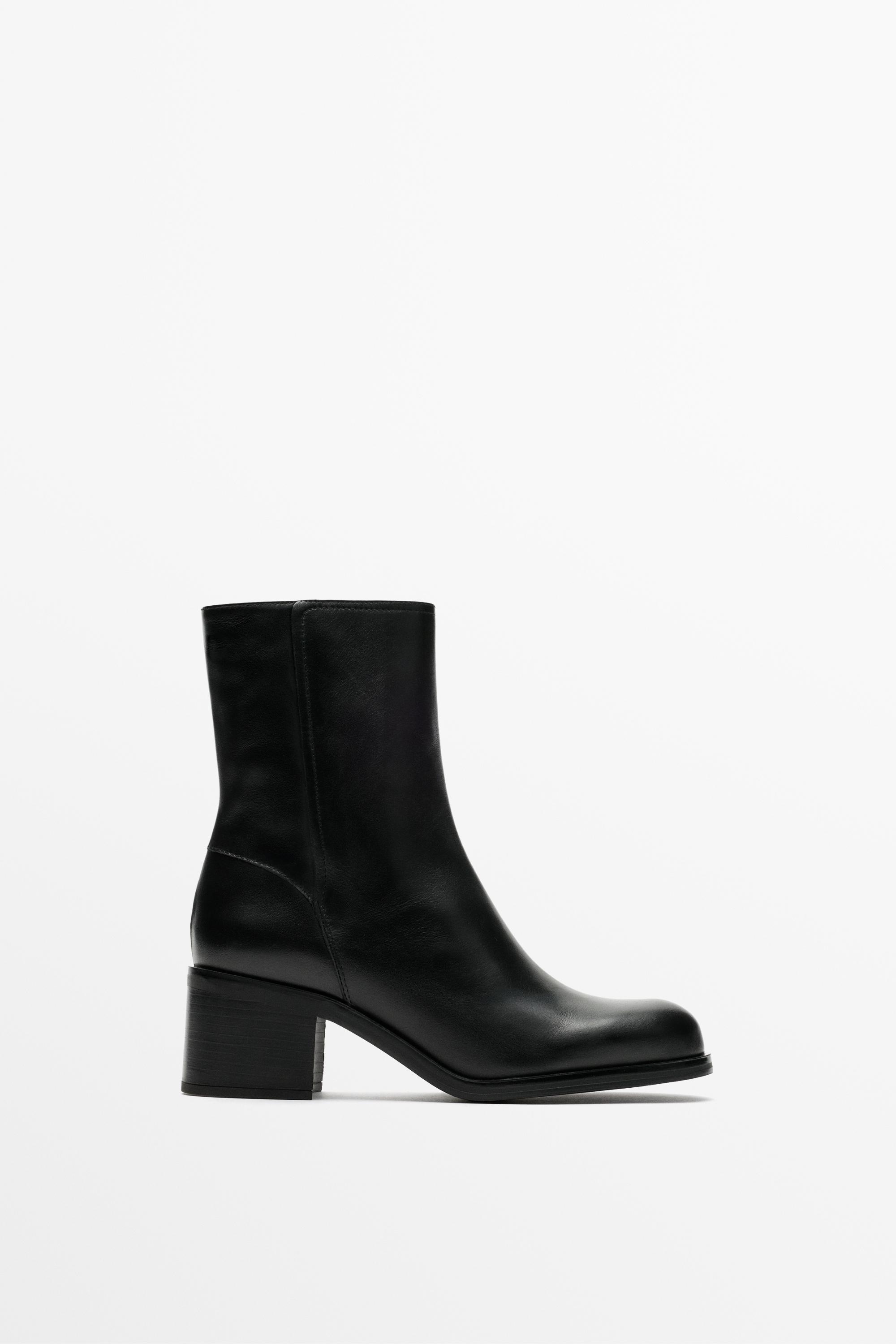 Bottine à talon carré en cuir