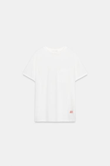 تيشرت OVERSIZE بجيب - أبيض الخاص بـ Zara