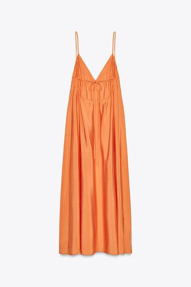ROBE MIDI FLUIDE À BRETELLES - Mandarine de Zara - Image 6