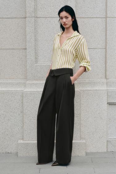 STRIPED SHIRT - Green / Ecru by Zara
