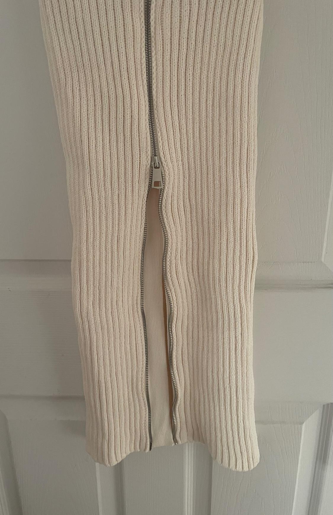 ZARA RIBBED IVORY/OFFWHITEMIDI SKIRT. - Image 4