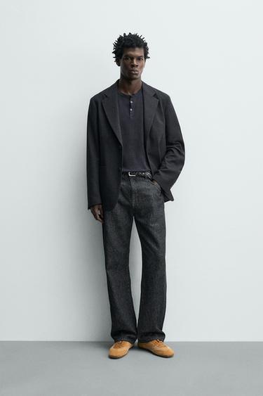 BLAZER RELAXED FIT ESTRUCTURA - Marino de Zara