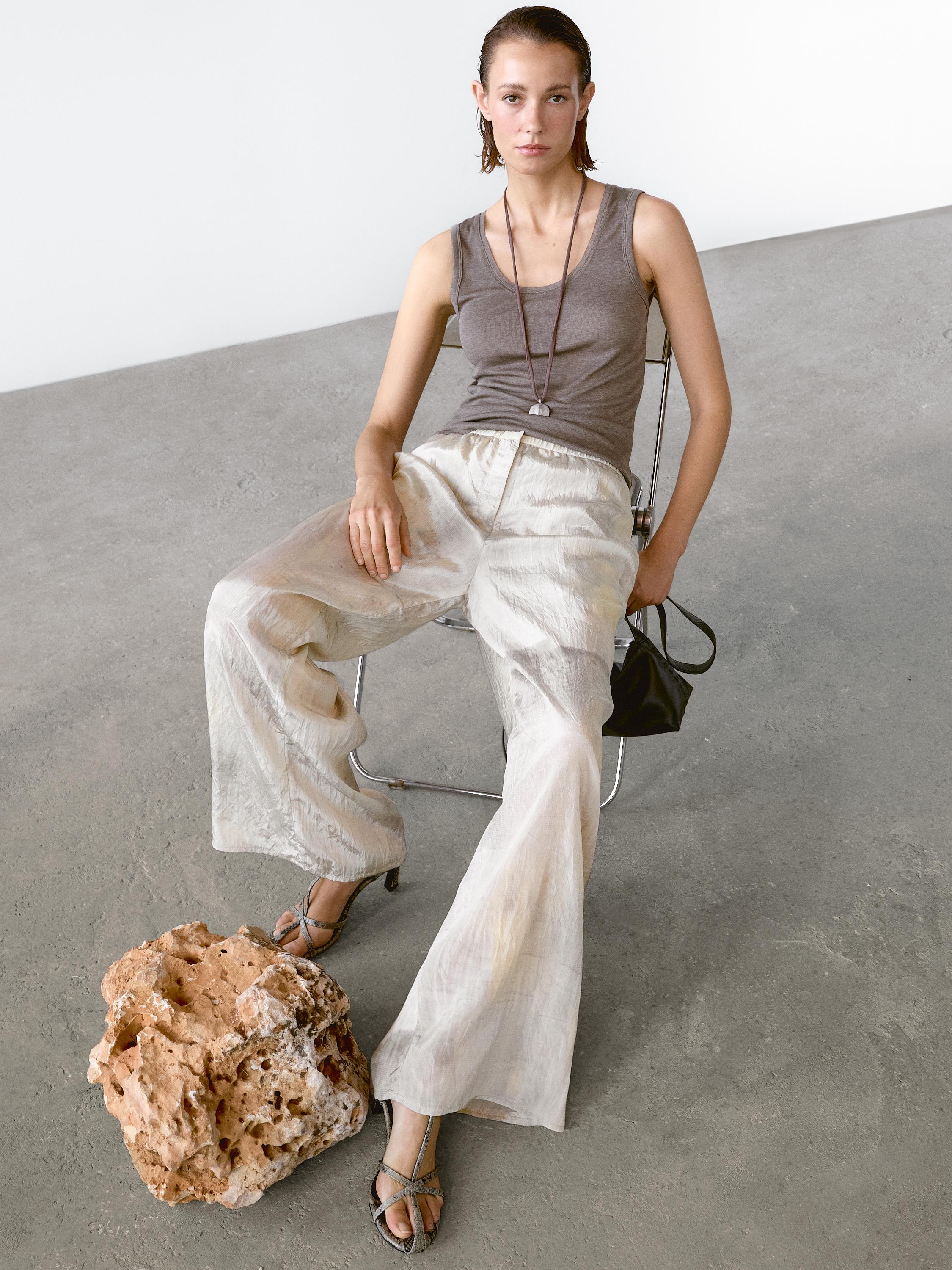 Pantalon droit fluide imprimé