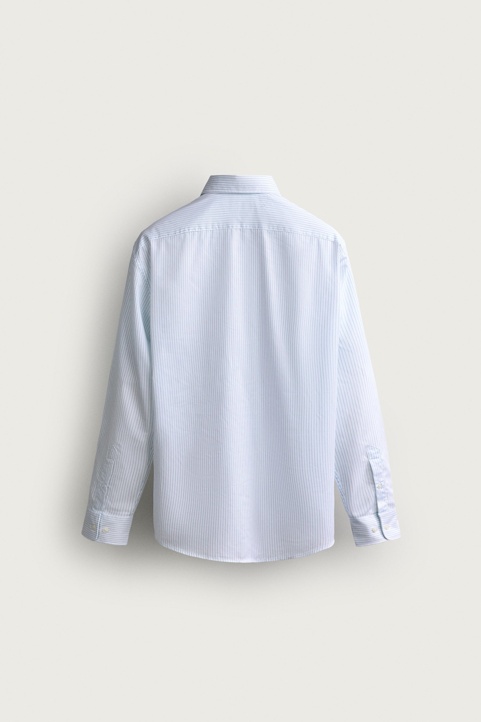 STRUCTURED REGULAR FIT SHIRT — Green stripe