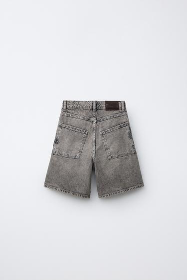 SUPER BAGGY DENIM BERMUDA SHORTS - Brown by Zara - Image 1