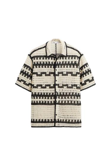 CONTRAST CROCHET SHIRT