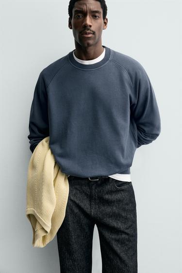 BASIC FADED CREWNECK SWEATSHIRT - Blue by Zara - Image 5