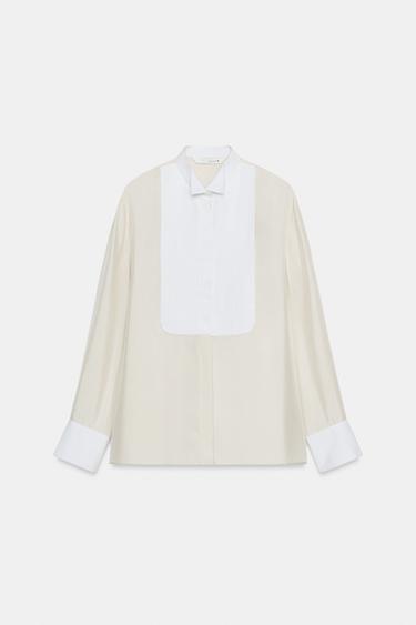 ZW COLLECTION 100% SILK BIB SHIRT - Mid-ecru by Zara - Image 4