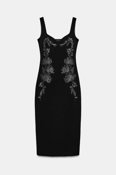 SHINY STRETCH MIDI DRESS - Black by Zara