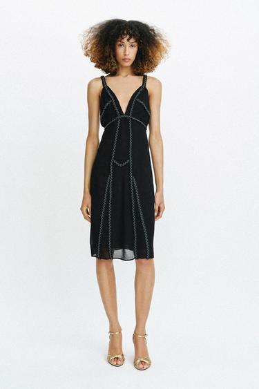 ROBE BRODERIES FANTAISIE ZW COLLECTION - Noir de Zara