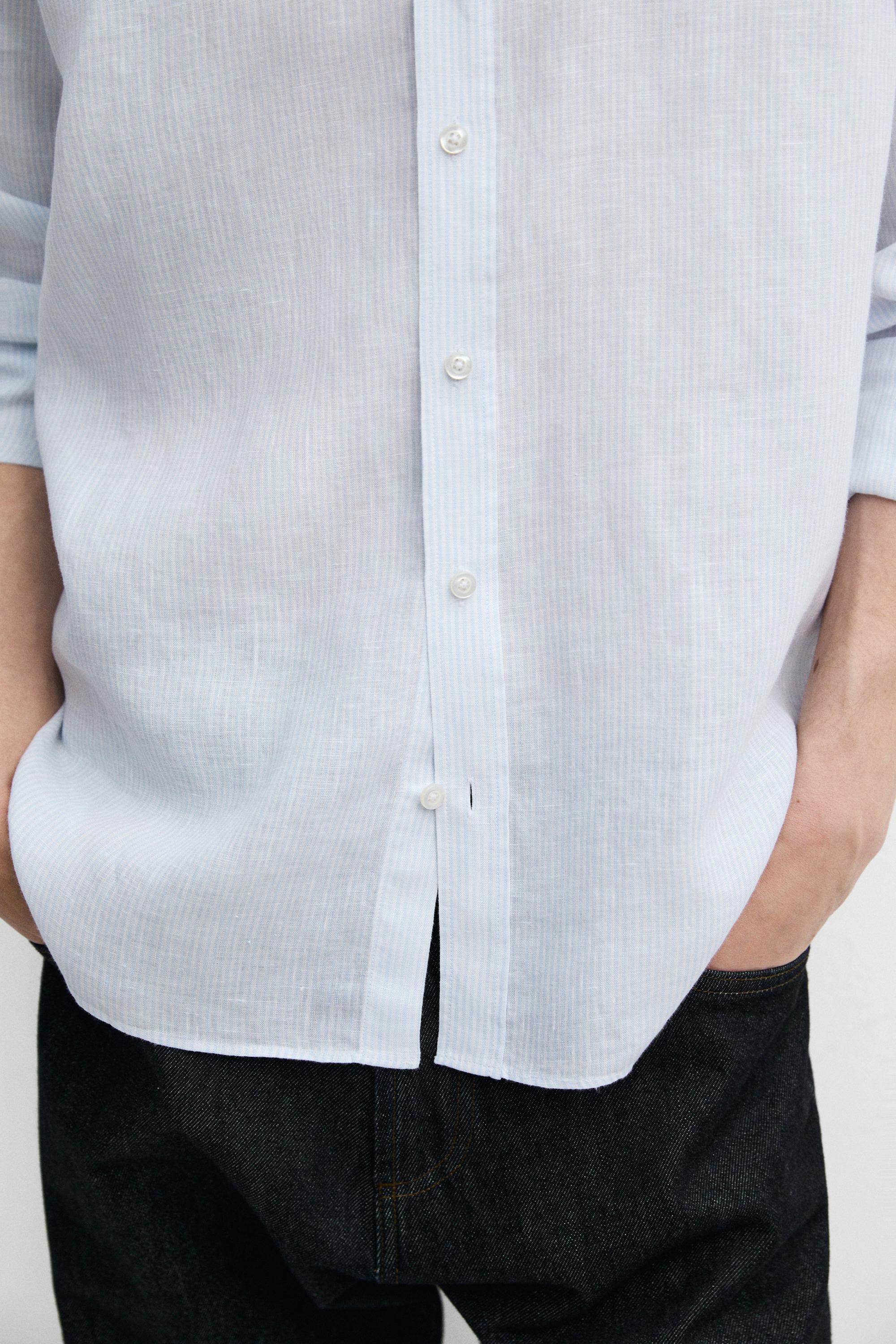 Striped slim fit linen shirt