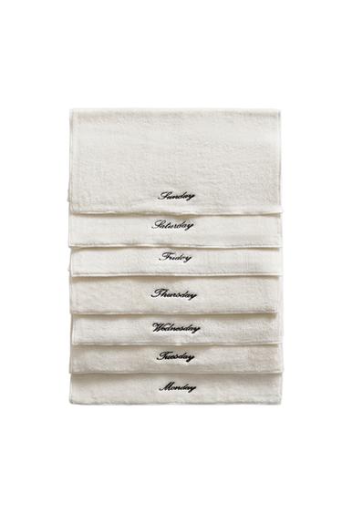 PACK OF DAILY COTTON HAND TOWELS (PACK OF 7) - Ivory by Zara