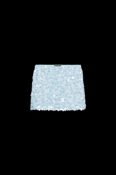 SEQUINNED MINISKIRT - Light blue by Zara - Image 0