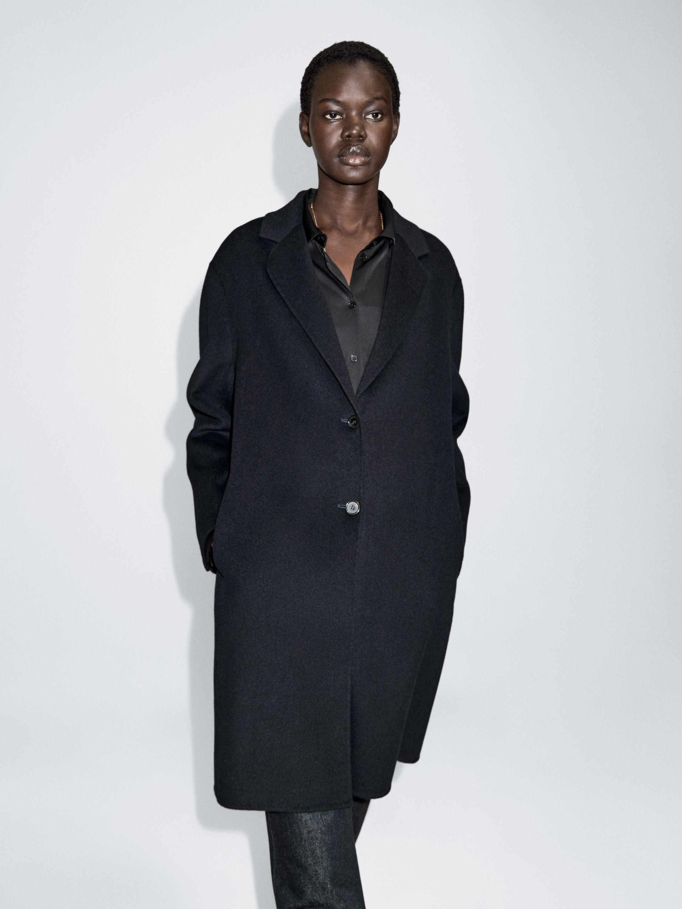 Manteau deux boutons en laine mélangée