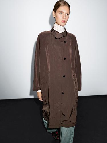 Zara Oversize flowing trench coat in water-repellent fabric - white - Image 0