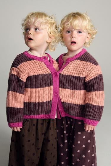 ZARA TIMELESS - STRIPED KNIT CARDIGAN - Peach by Zara - Image 3