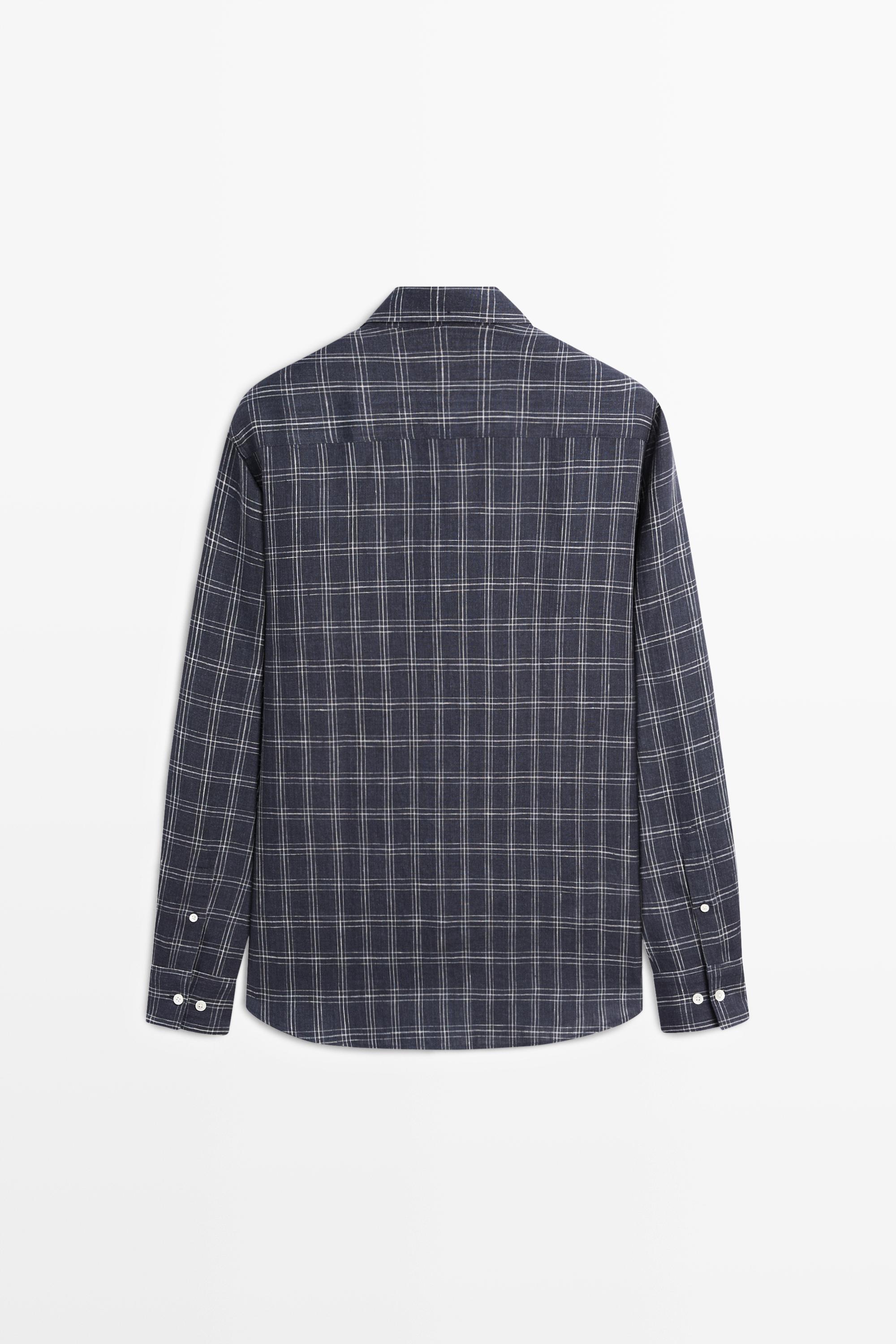 Chemise regular fit à carreaux 100 % lin