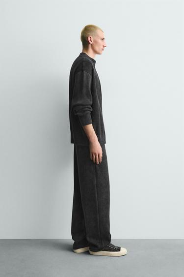 TEXTURED KNIT TROUSERS - Navy blue by Zara