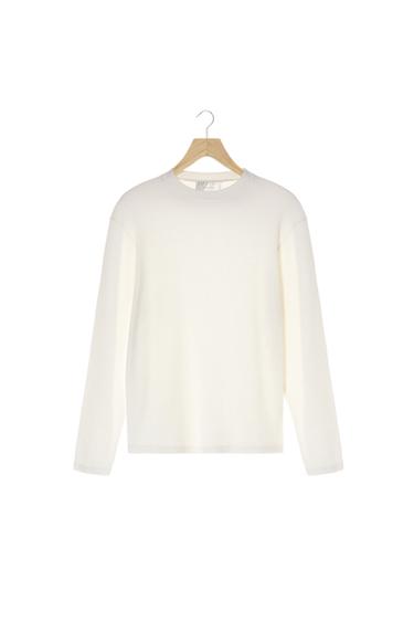 WAFFLE-KNIT TEXTURED T-SHIRT - Oyster-white by Zara