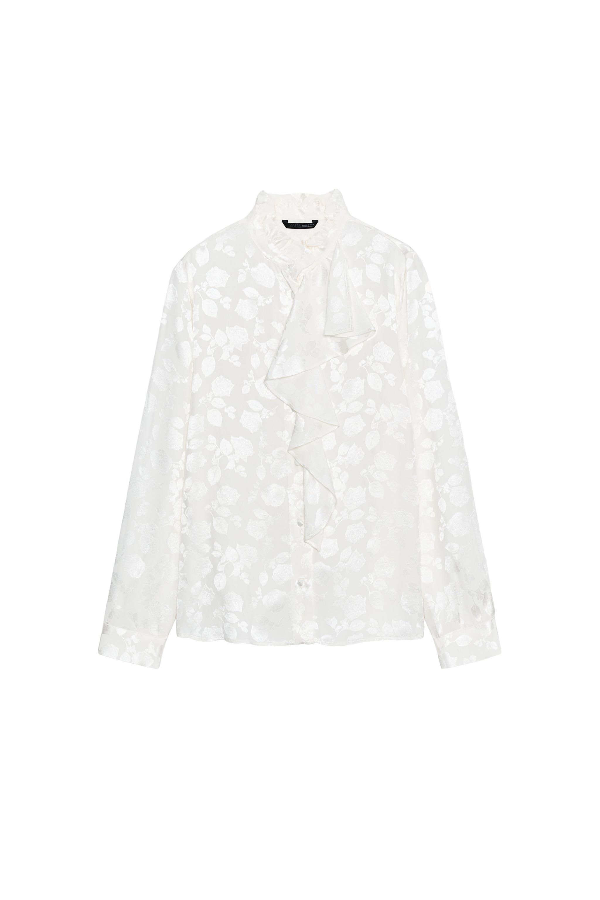 BLUSA JACQUARD FLORAL VOLANTES