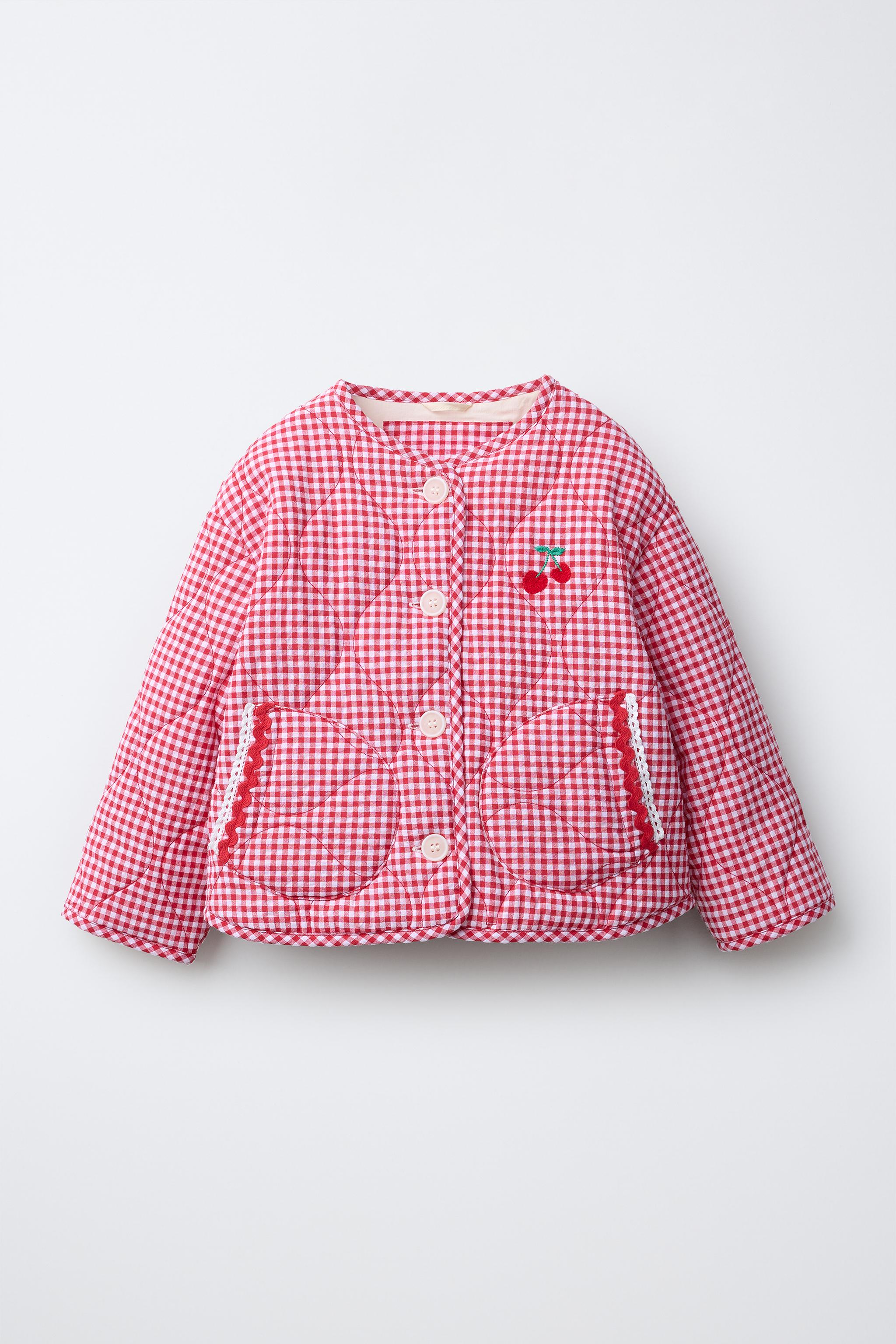 GINGHAM CHECK QUILTED JACKET - Red / White | ZARA United States