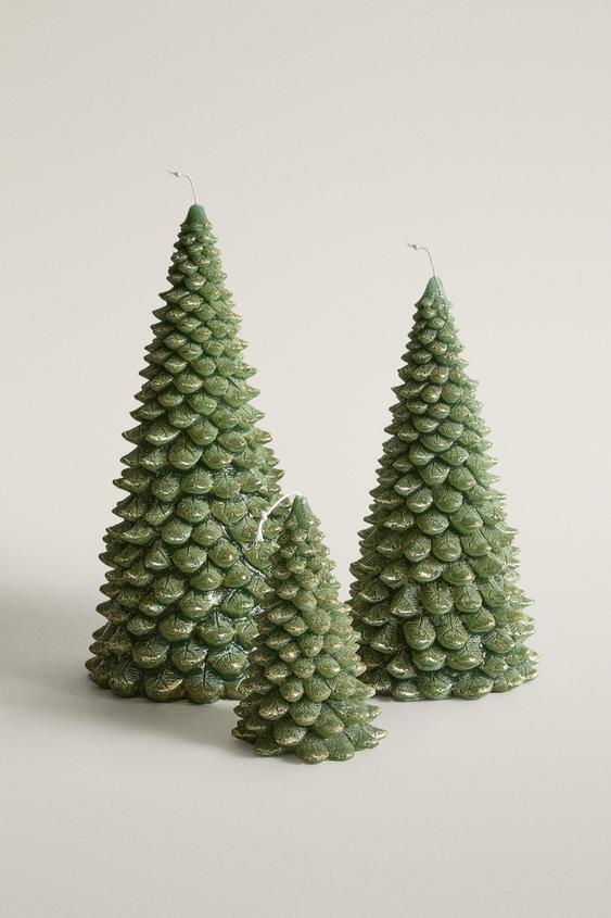 Zara SNOWY GLITTER FIR TREE CHRISTMAS CANDLE - Green - Image 0