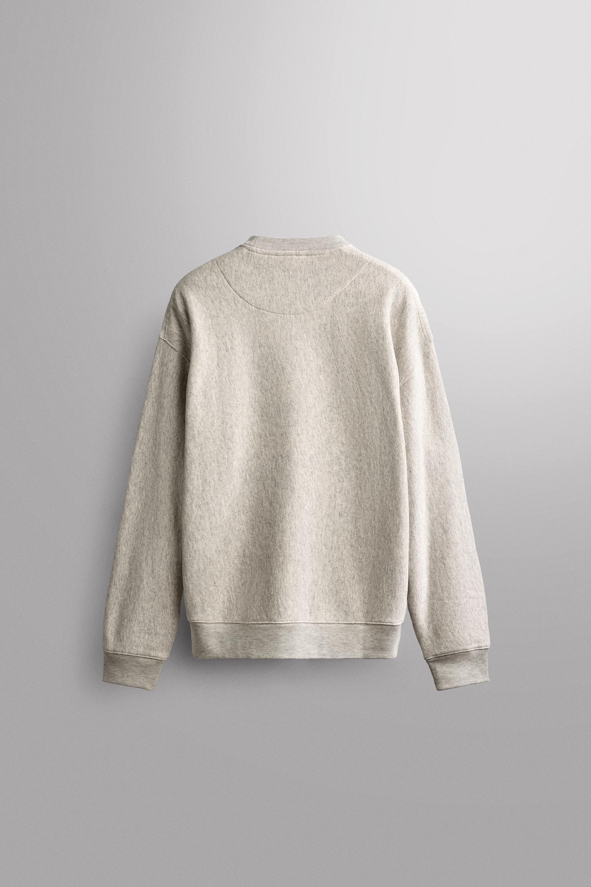 COTTON CREWNECK SWEATSHIRT — Gray marl