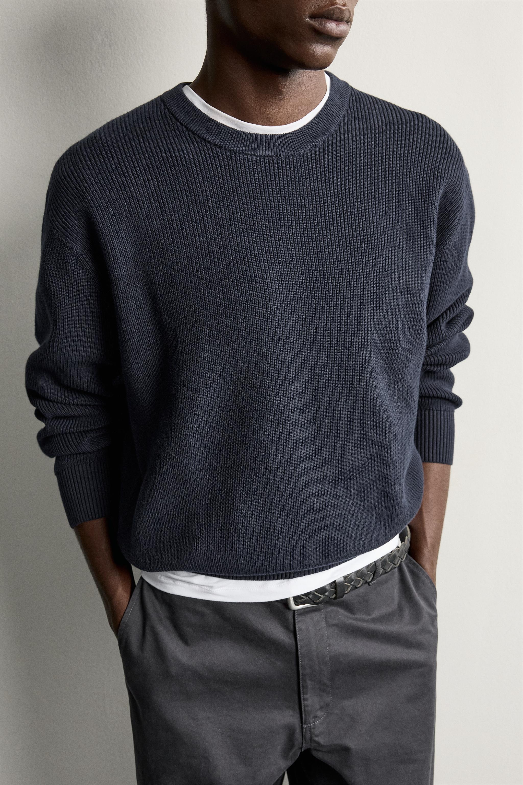 Zara REGULAR FIT TERS ÖRGÜ KAZAK görsel 5