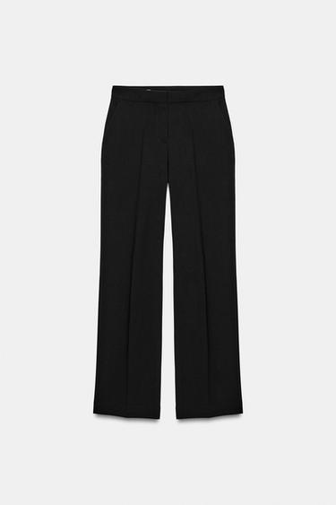 Zara HIGH-WAISTED STRAIGHT LEG PANTS - Black