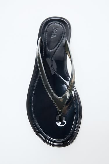 Zara JELLY THONG SANDALS - Black