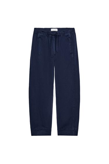 TROUSERS WITH ELASTIC WAIST - Navy blue by Zara